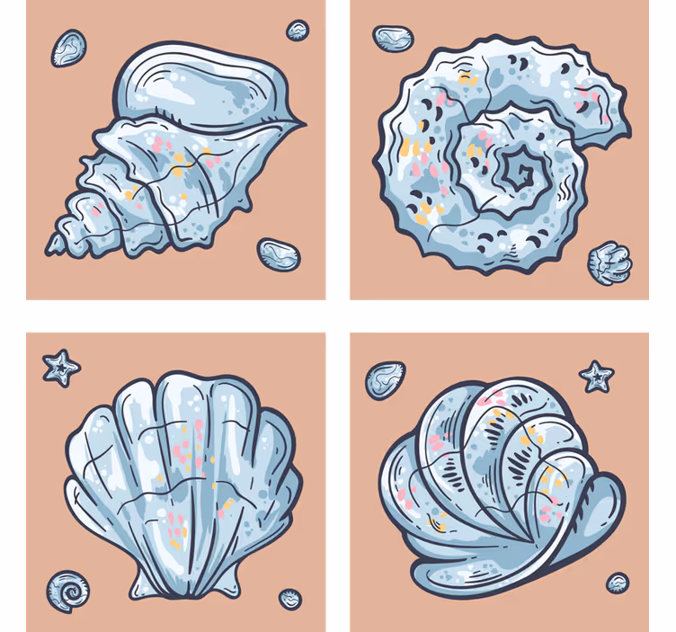 Suporturi pahare moderne cu motive inspirate din scoici - TenStickers