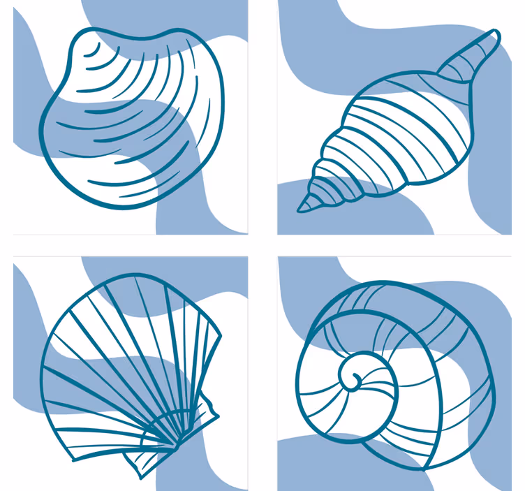 Suporturi pahare geeks cu ilustrații stilizate de scoici - TenStickers