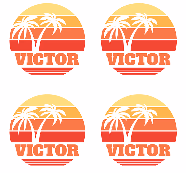 Suporturi pahare cu nume apus tropical cu palmieri - TenStickers