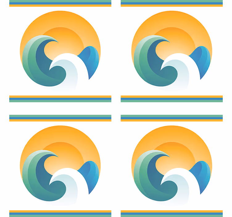 Suporturi pahare moderne valuri stilizate cu apus - TenStickers
