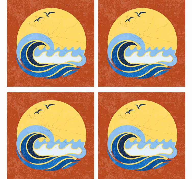 Suporturi pahare geeks design valuri de apus - TenStickers