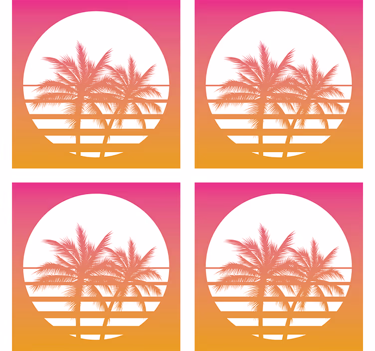Suporturi pahare geeks silueta apus tropical - TenStickers