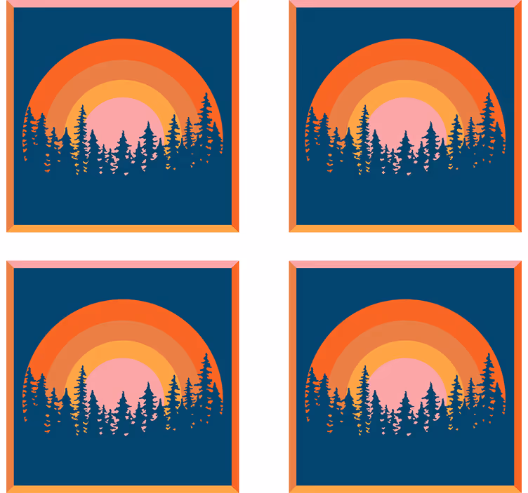 Soare vintage și copaci de coastă din anii '70 - TenStickers