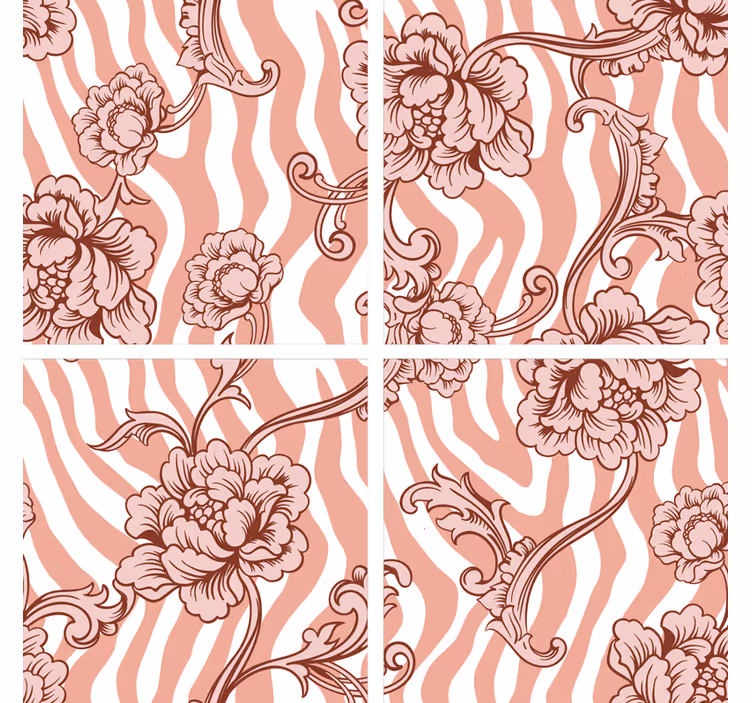 Suporturi pahare cu model floral în valuri - TenStickers