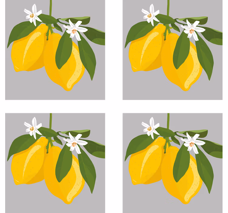 Suporturi pahare moderne lămâi galbene cu frunze - TenStickers
