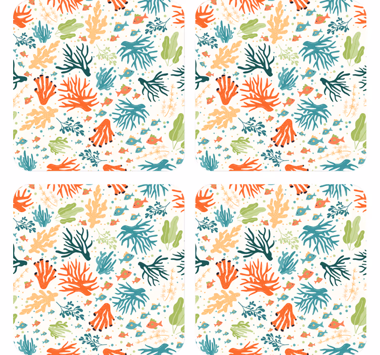 Suporturi pahare cu modele colorate de corali - TenStickers