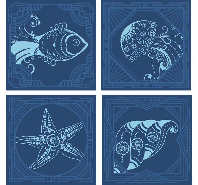 Suporturi pahare geeks creaturi marine jucăușe - TenStickers