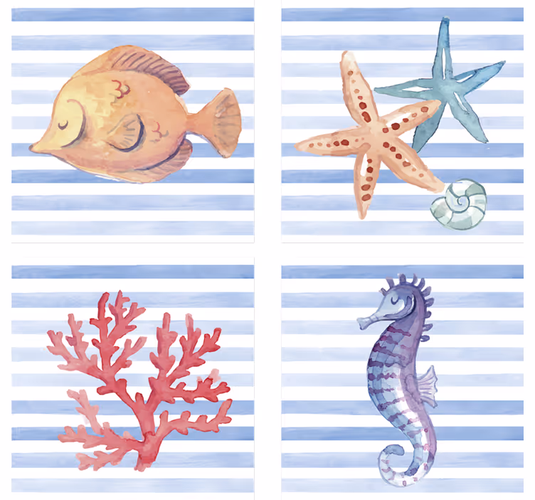 Suporturi pahare gresie cu artă marină - TenStickers