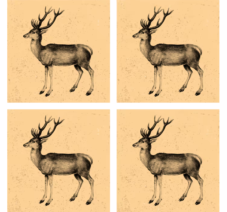 Suporturi pahare de bere ilustrație vintage cu cerb - TenStickers