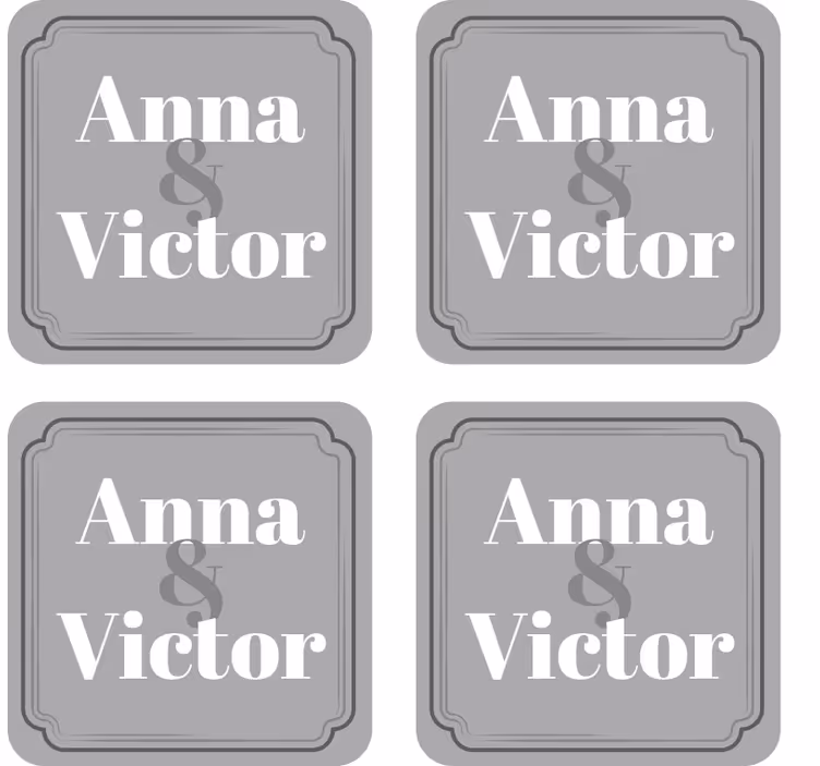 Suporturi pahare de nuntă cu inițialele personalizate - TenStickers