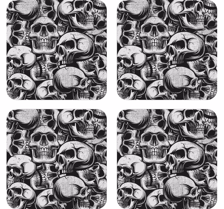 Suporturi pahare geeks model monocolor cu cranii - TenStickers