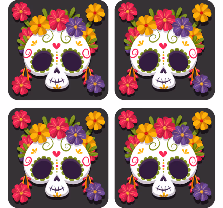 Ziua morții coaster de flori de halloween - TenStickers