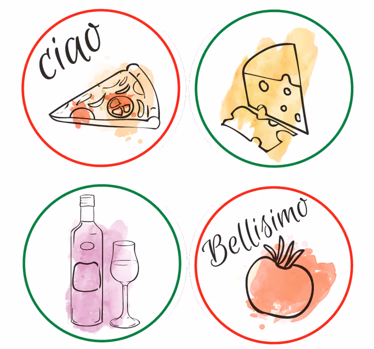 Suporturi pahare cu nume motive culinare - TenStickers