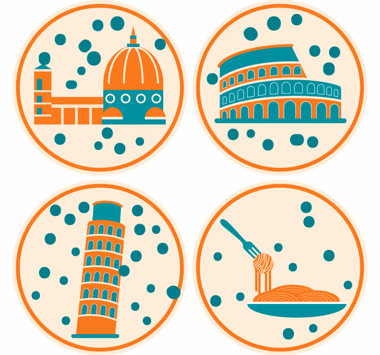 Suporturi pahare moderne repere iconice italiene - TenStickers