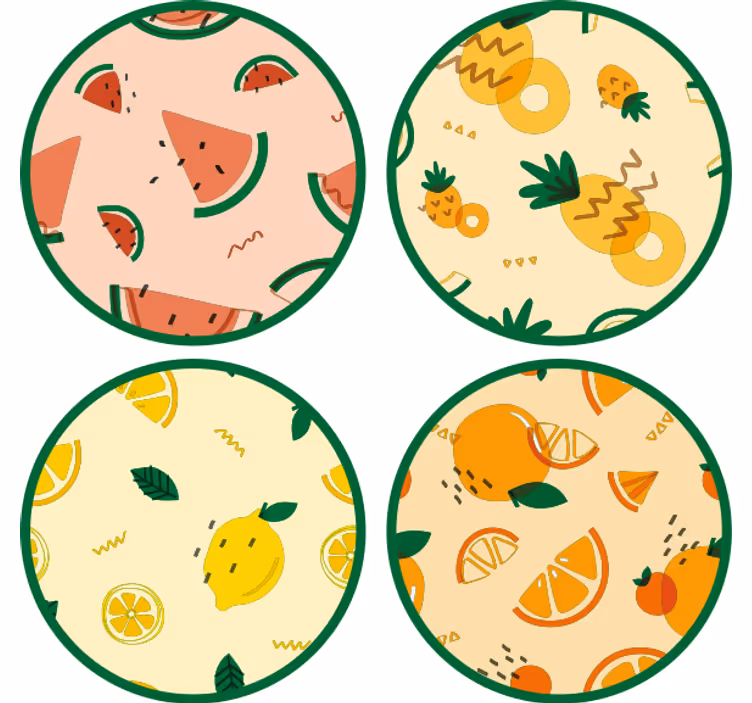 Suporturi pahare geeks cu modele de fructe tropicale - TenStickers