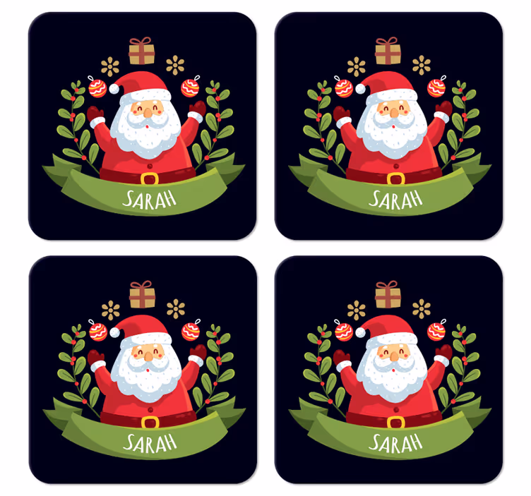 Moș crăciun cu nume coaster de crăciun - TenStickers