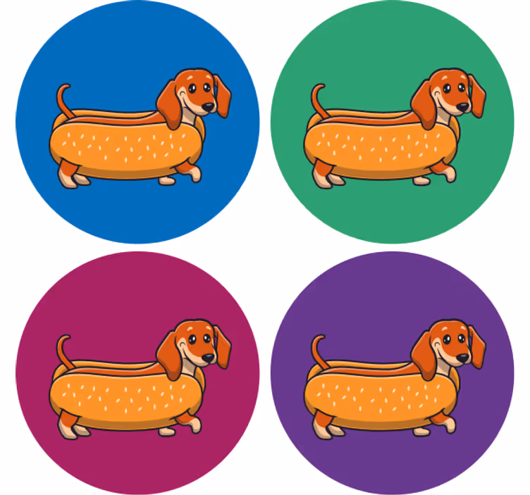 Suporturi pahare geeks câine cârnăcior jucăuș - TenStickers