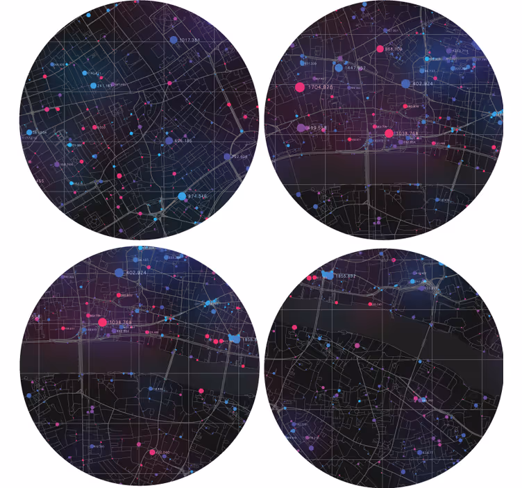 Suporturi pahare cu model abstract de hartă - TenStickers