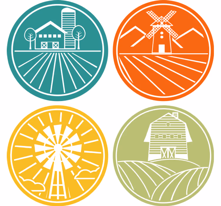 Suporturi pahare vintage cu grafică circulară fermierescă - TenStickers