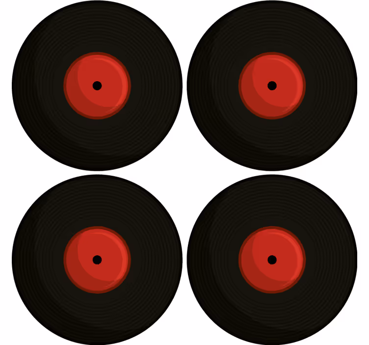 Suporturi pahare vintage design cu discuri vinyl retro - TenStickers