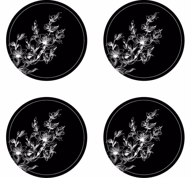 Suporturi pahare artă florală în linii - TenStickers