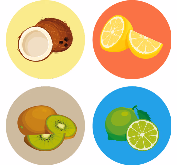 Suporturi pahare moderne colecție ilustrații fructe - TenStickers
