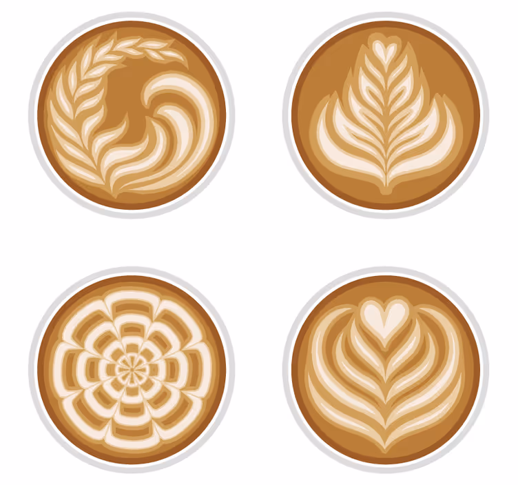 Suporturi pahare geeks cu modele de latte art - TenStickers