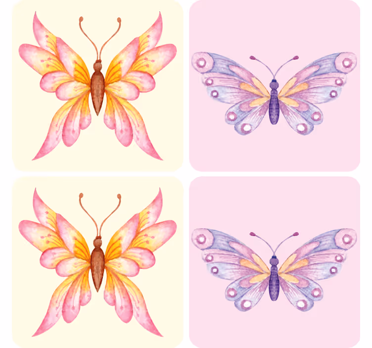 Suporturi pahare geeks cu motive vibrante de fluturi - TenStickers