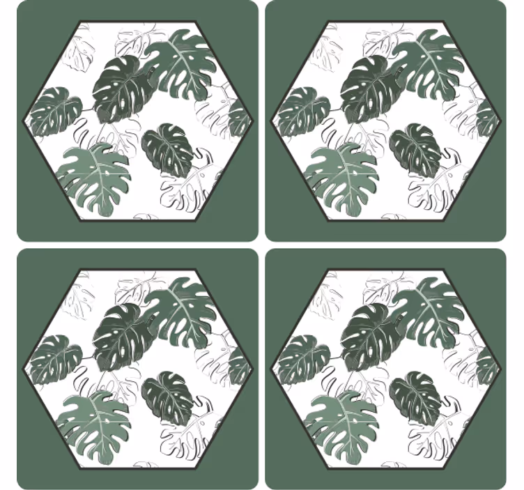Suporturi pahare cu model hexagonal de frunze - TenStickers