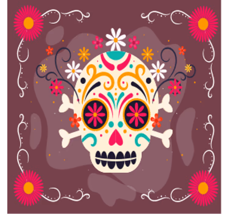 Suporturi pahare de halloween cu motiv craniu colorat - TenStickers
