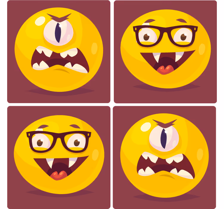 Suporturi pahare geeks fețe zâmbitoare jucăușe - TenStickers