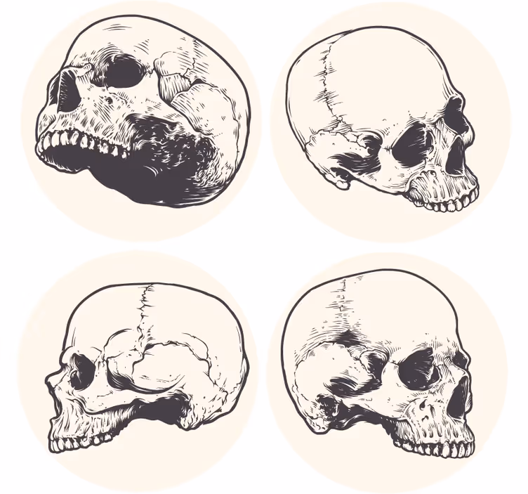 Suporturi pahare geeks set ilustrații craniu - TenStickers
