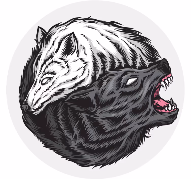Suporturi pahare geeks capete de lup contrastante - TenStickers