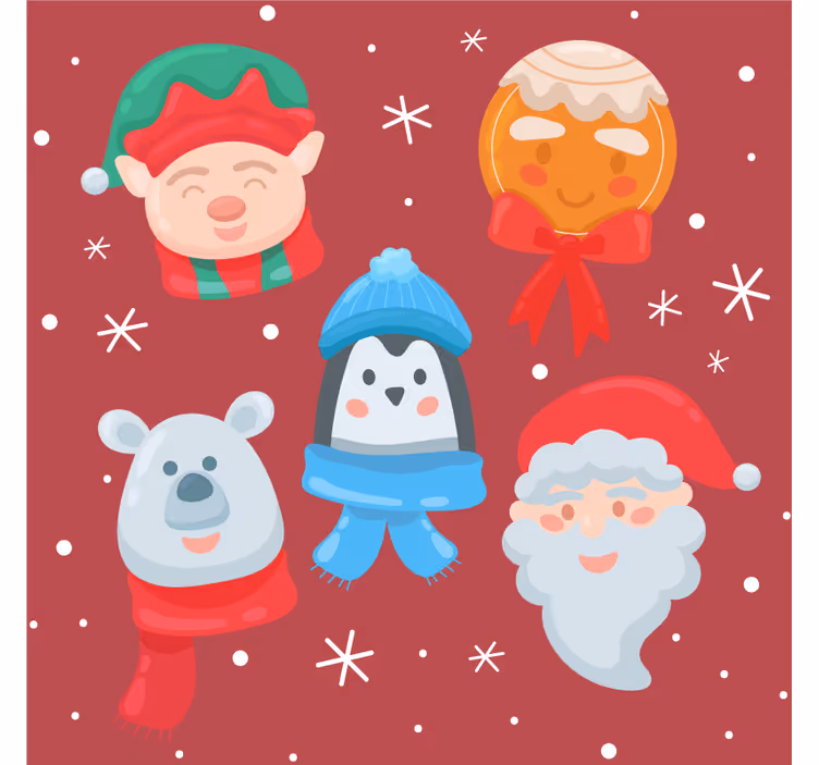 Suporturi pahare de crăciun asortiment figurine festive - TenStickers