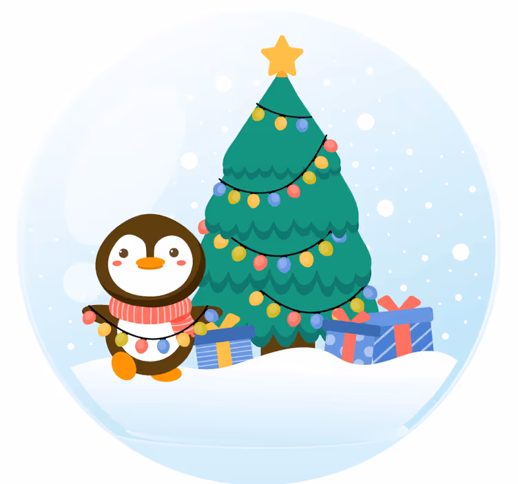 Suporturi pahare de crăciun cu pinguin și brad - TenStickers