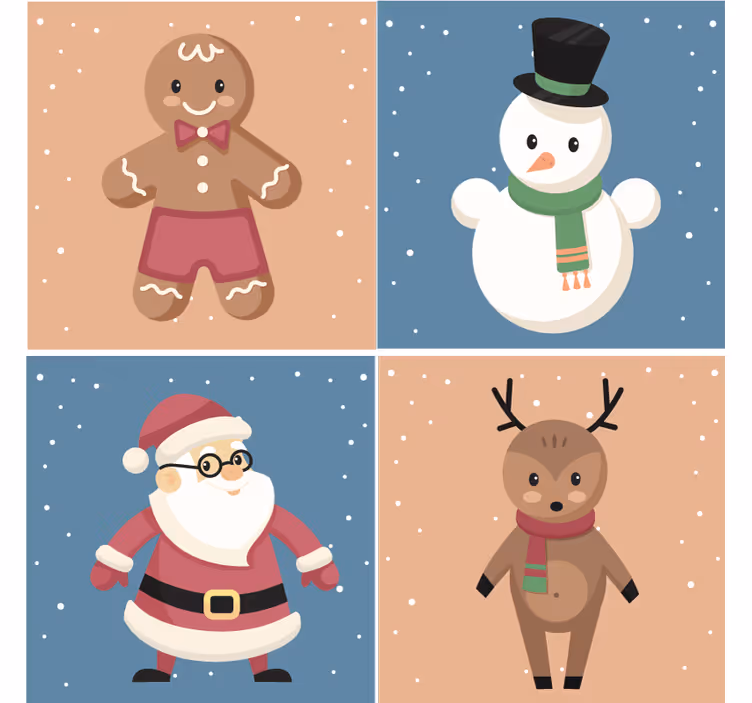 Suporturi pahare de crăciun figurine de turtă dulce festive - TenStickers