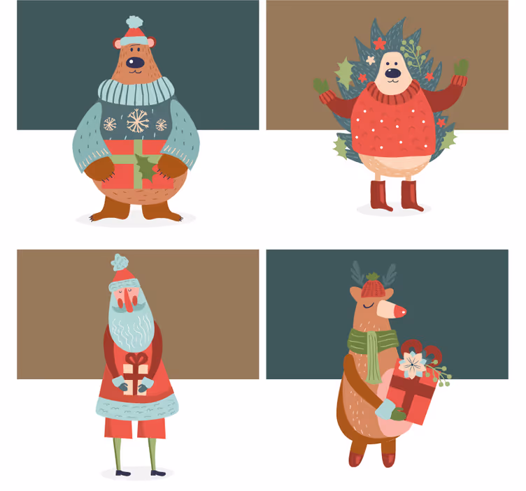 Suporturi pahare de crăciun colecția personaje festive - TenStickers