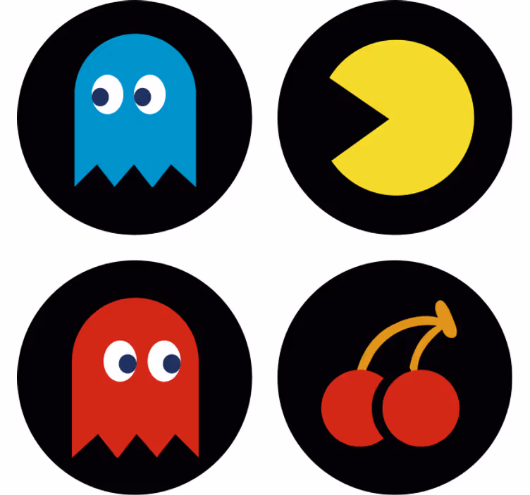 Suporturi pahare geeks cu icoane retro colorate - TenStickers