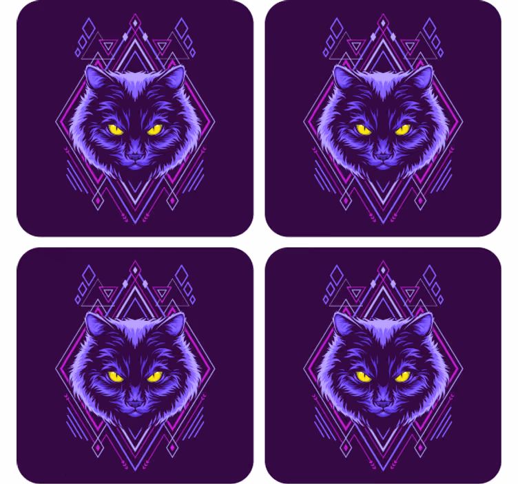 Suporturi pahare geeks ilustrație pisică elegantă - TenStickers