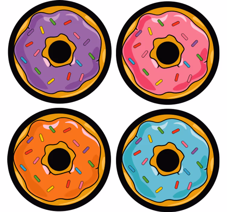 Suporturi pahare geeks cu bunătăți colorate - TenStickers