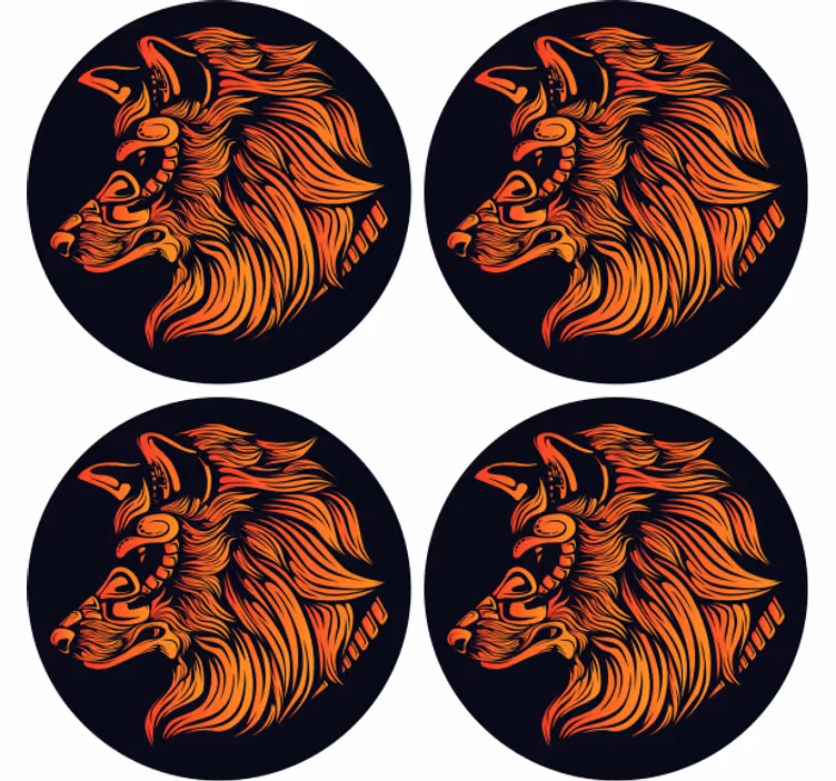 Suporturi pahare vintage profil lup feroce - TenStickers