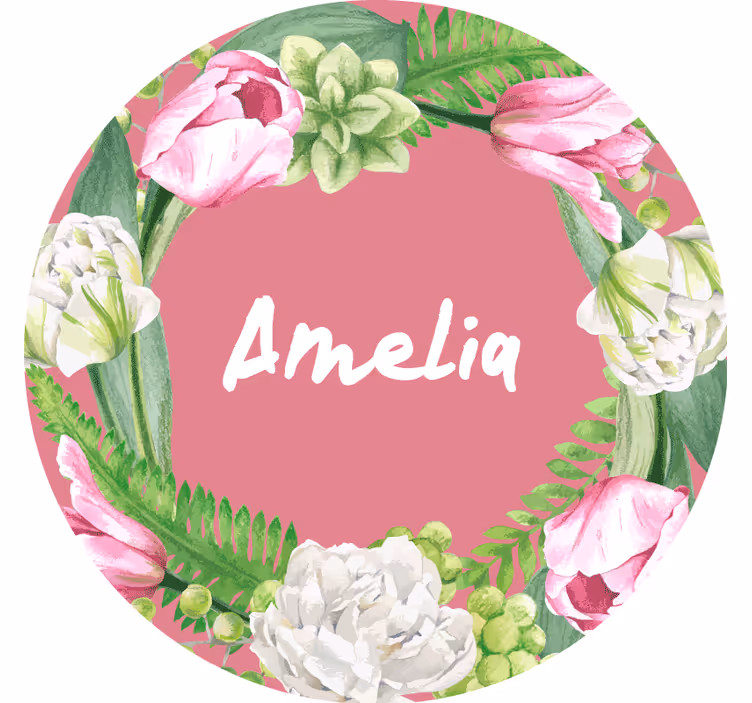 Suporturi pahare cu nume coroană florală roz - TenStickers