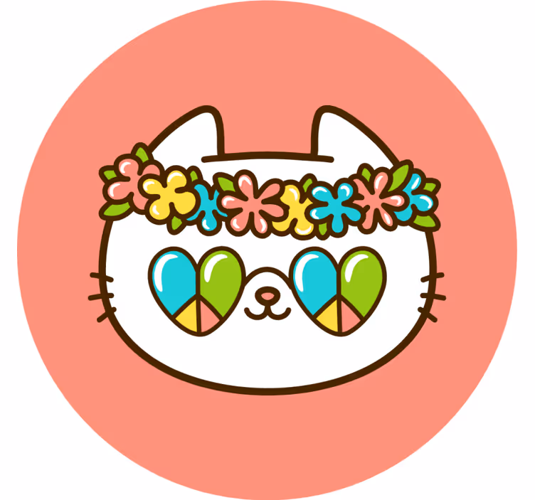 Suporturi pahare geeks pisica cu coroană de flori - TenStickers
