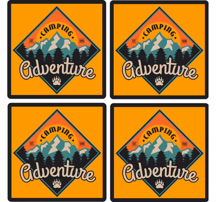 Suporturi pahare cu fraze insigna de aventură în camping - TenStickers