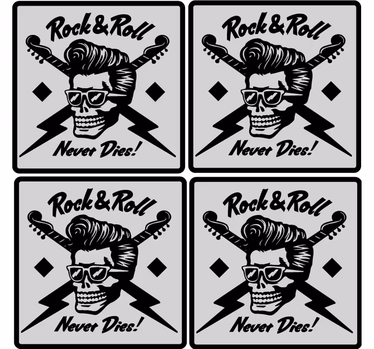 Suporturi pahare geeks skull cu ochelari și chitare - TenStickers