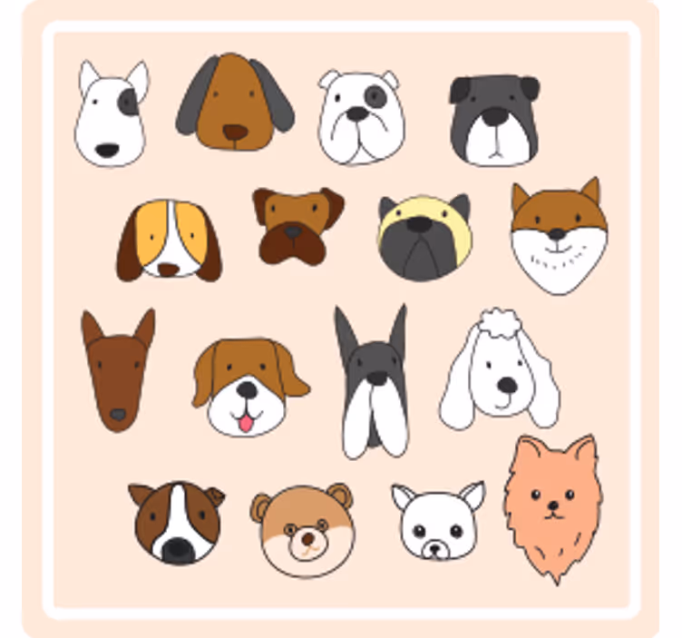 Suporturi pahare geeks fețe drăguțe de animale - TenStickers