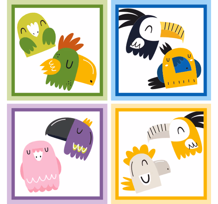 Suporturi pahare de bere fețe colorate de păsări - TenStickers