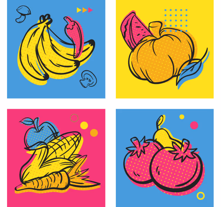 Suporturi pahare moderne cu ilustrații colorate de fructe - TenStickers