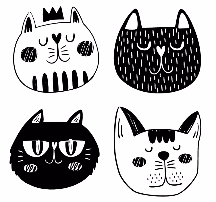 Suporturi pahare geeks cu ilustrații jucăușe de pisici - TenStickers