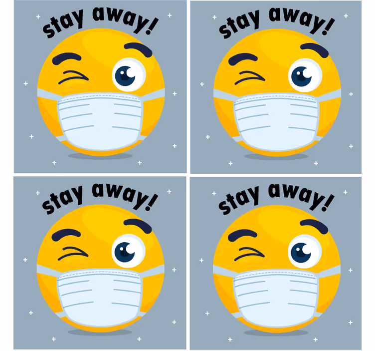 Suporturi pahare emoji zâmbitor cu mască - TenStickers